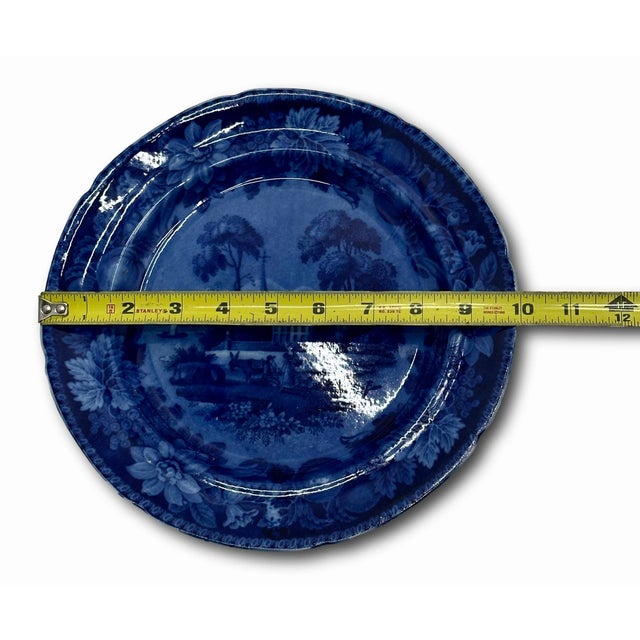 Early 19th Century Stunning & Rare Antique Original Set of 9 Dark Flow Blue English Staffordshire 10 Inch Dinner Plates Circa 1830s For Sale - Image 5 of 17