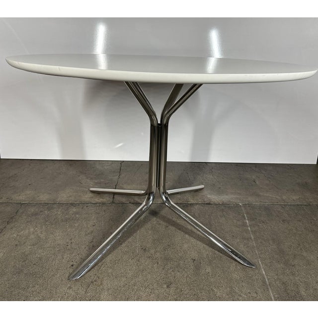 HBF Nest table with CORIAN top and stainless teel base. Higher end commercial table, perfect for breakfast nooks, cafes,...