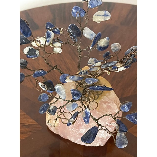 Vintage Semiprecious Stone Flower Tree on Rosenquartz For Sale - Image 4 of 4