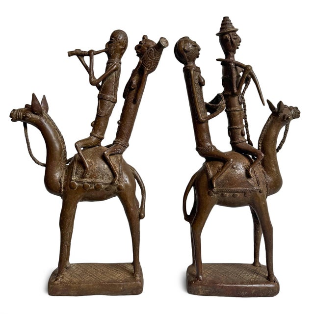 Old African Vintage Bronze Dogon Camel Rider Sculpture Mali For Sale - Image 4 of 11