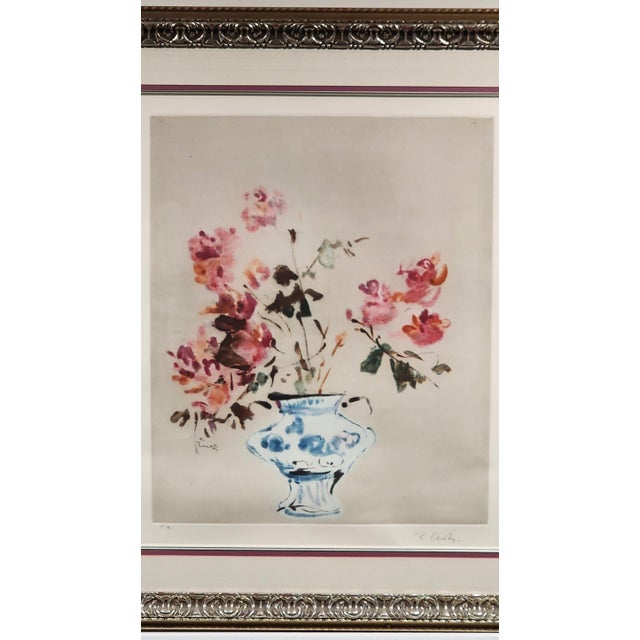 1970s Kaiko Moti "Floral Still Life" Original Aquatint Etching - Artist's Proof For Sale - Image 4 of 7