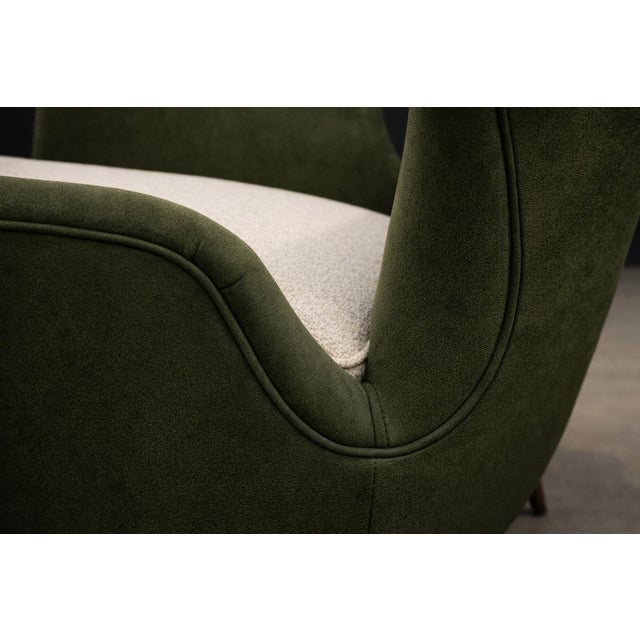 Armchairs with Pouf in Caviúna Wood, Mohair & Bouclé by Carlo Hauner, Brazil, 1950s — Lot 209D For Sale - Image 10 of 17
