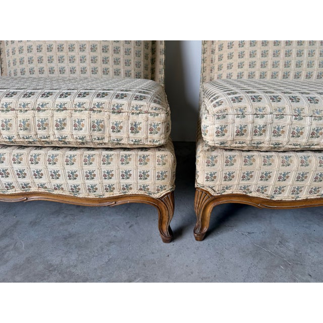 1970’s Hollywood Regency John Widdicomb Style French Provincial Armless Lounge Chairs – Pair For Sale - Image 10 of 12