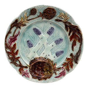 French Majolica Asparagus Plate Orchies, Circa 1890