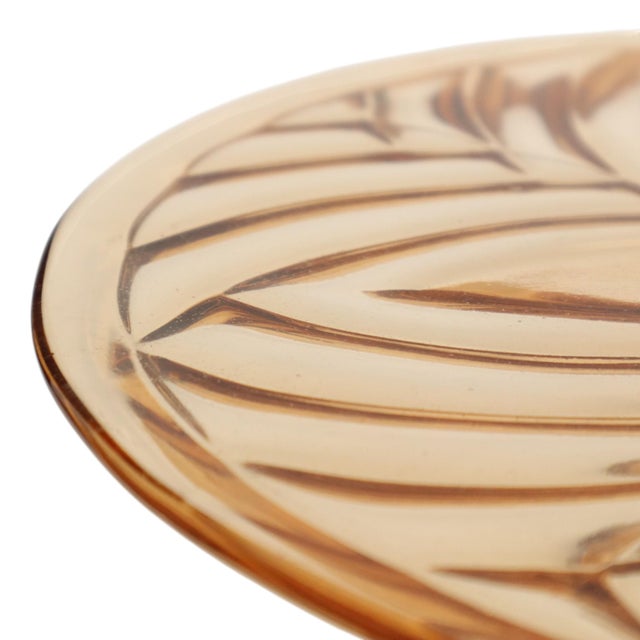 Glass Art Deco Amber Cake Plate from Val Saint Lambert, 1930s For Sale - Image 7 of 14