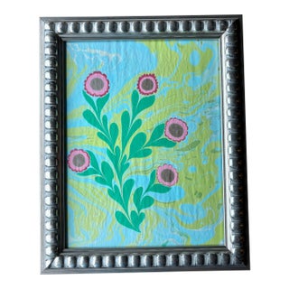 2026 Melvin G Fiori Original Ebru Painting on Paper in New Architectural Wood Frame For Sale