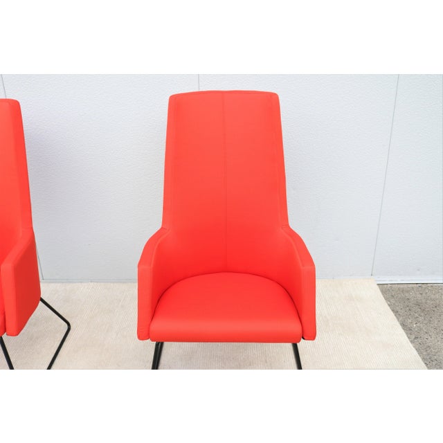 Contemporary Modern Rouillard Solo High Back Red Lounge Chairs - a Pair For Sale - Image 9 of 13