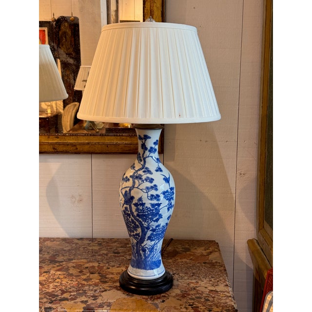 Mid 20th Century Mid 20th Century Chinese Blue and White Porcelain Lamps - a Pair For Sale - Image 5 of 14