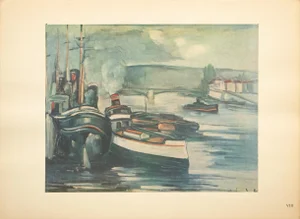 1947 After M. Vlaminck "The Fleurie Island. Chatou", First Edition Period Offset Lithograph