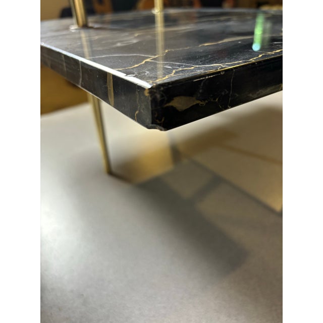 1960s Mid-Century Modern Black Marble Coffee Table With Glass Top ...