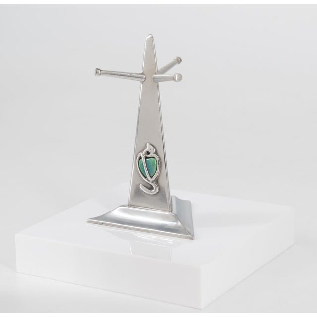 Art Nouveau Pewter and Cabochon Ring Tree Holder by G. L. Connell, London, 1900s For Sale - Image 3 of 9