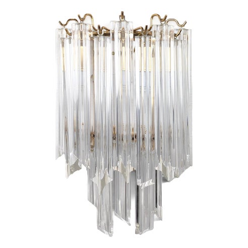 Brass and Murano Glass Wall Lamp by Venini by Novaresi For Sale