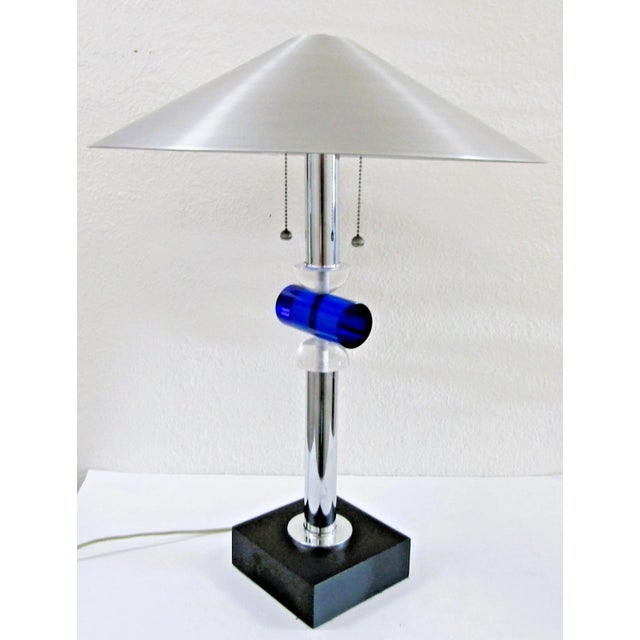1970s Van Teal Mid-Century Modern Lucite, Chrome and Brushed Aluminum Table Lamp For Sale - Image 9 of 13