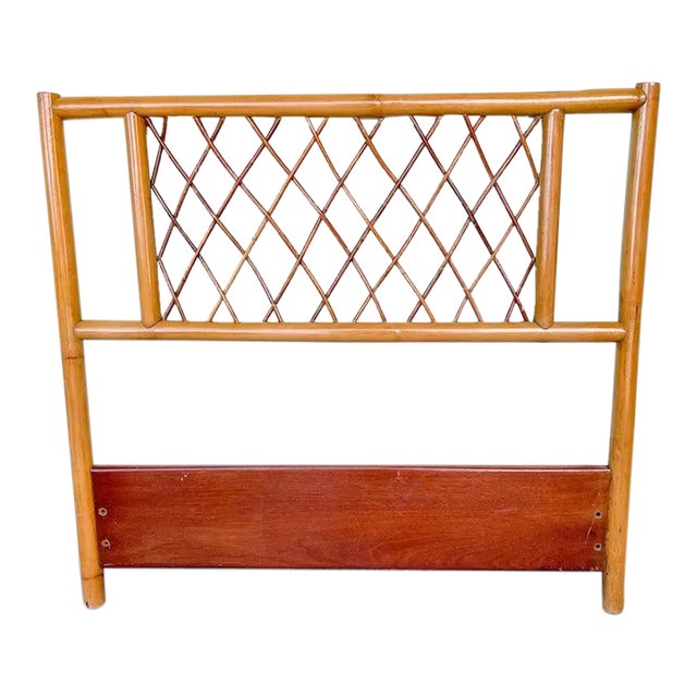 Palm Beach Regency Rattan Lattice Twin Headboard For Sale