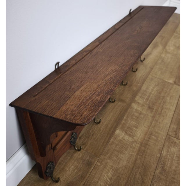 Vintage French Carved Oak 7-Hook Coat Rack For Sale - Image 10 of 11