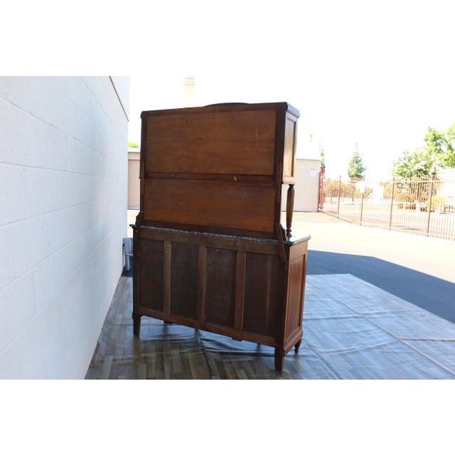 Antique French Art Deco Buffet Hutch With Marble Top, Mirror & Glass Display Cabinet | C. 1920 For Sale - Image 17 of 18