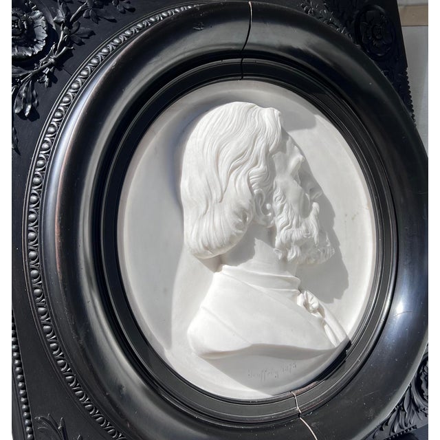 Jouffroy, Bas-Relief, 1900s, White Marble For Sale - Image 6 of 8