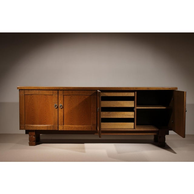 Brown Brutalist Oak Sideboard, Belgium, 1970s For Sale - Image 8 of 18