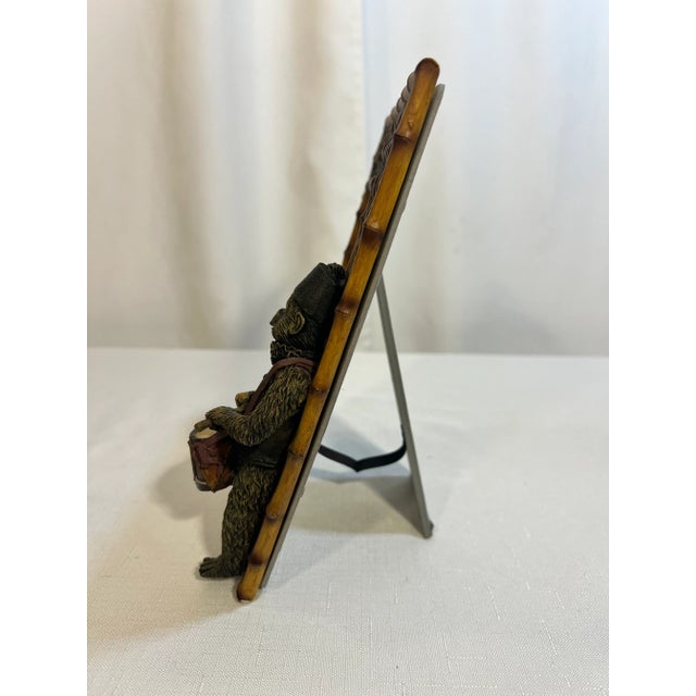 Vintage Palm Beach Regency Bell Hop Monkey Playing Drummer Picture Frame With Faux Bamboo and Wicker Accents For Sale In Mobile - Image 6 of 10