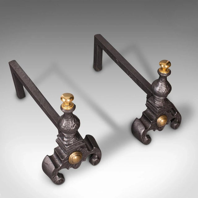 1850s Victorian Pair of Antique English Decorative Fire Rests, Fireside Andiron For Sale - Image 6 of 11