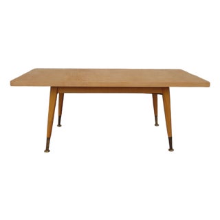 Mid-Century Modern Coffee Table in Maple Veneer and Beech with Brass Legs, Germany, 1960s For Sale