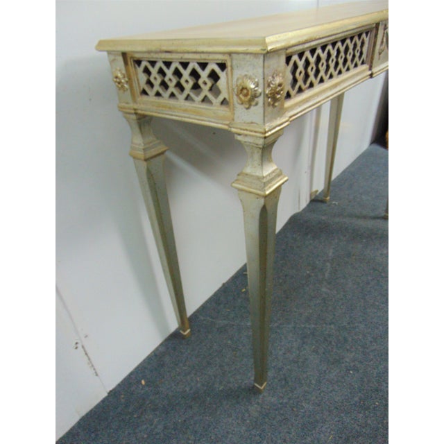Metal Italian Florentine Silver Gilt Console Table For Sale - Image 7 of 9