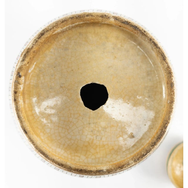 Chinese Famille Verte Beige Crackled Vase or Urn for a Lamp For Sale - Image 11 of 13