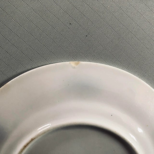 1910s Antique Purple & White Porcelain Plates S/2 For Sale - Image 5 of 6