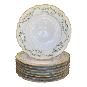 Antique Ginori Made in Italy Gold Gilt Hand Painted Plates - Set of 8