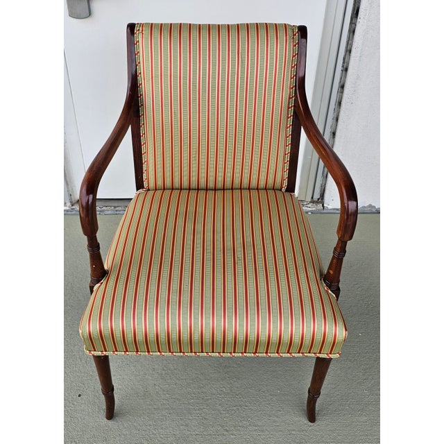 Traditional Late 20th Century Hickory Chair Co. Regency Mahogany and Upholstered Armchair For Sale - Image 3 of 7