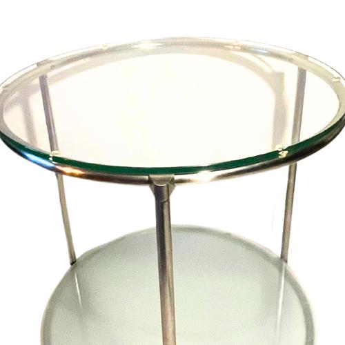 Minimalist Rolling Round Two Tiered Bar Cart by Ehlen Johansson, Circa 1970 For Sale - Image 4 of 7