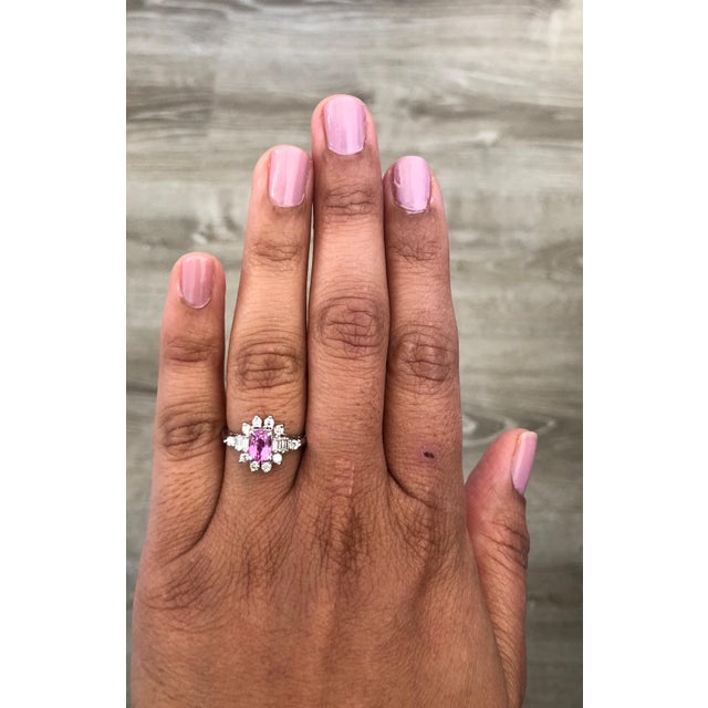 2020s 1.66 Carat Pink Sapphire Diamond White Gold Engagement Ring, Size 7 For Sale - Image 5 of 5