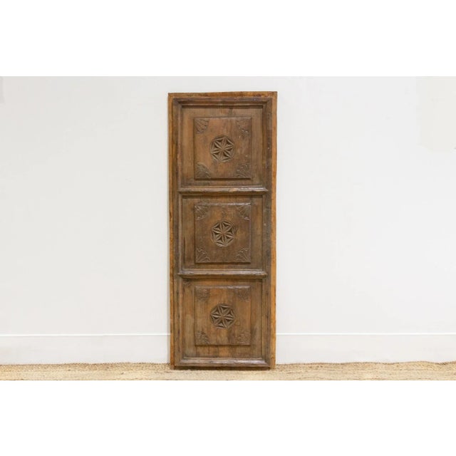Ancient Door W/ Flower Carved Design For Sale - Image 4 of 8