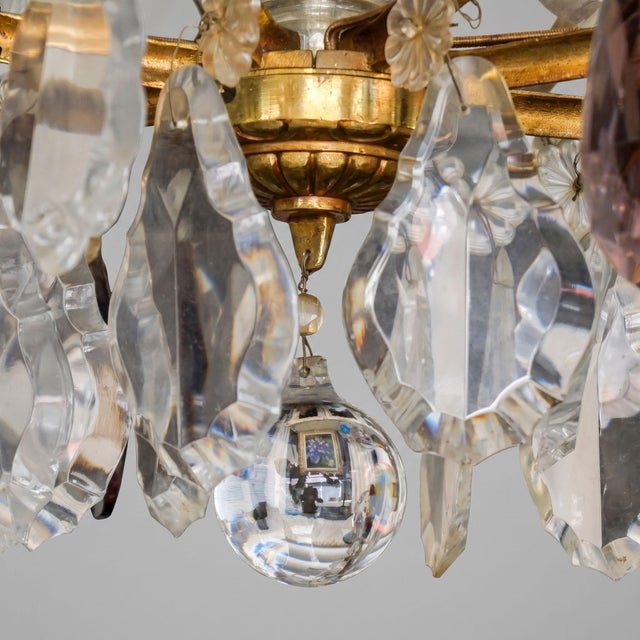 Large Louis XV Style Cage Chandelier with Crystal Pendants and Amethyst Drops, 1950 For Sale - Image 10 of 18