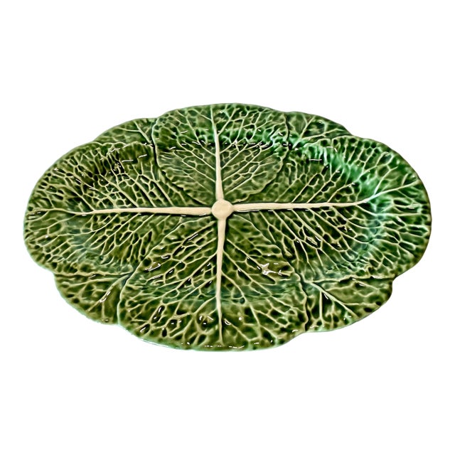 Vintage Portuguese Bordallo Pinheiro Cabbage Ware Platter 15" For Sale