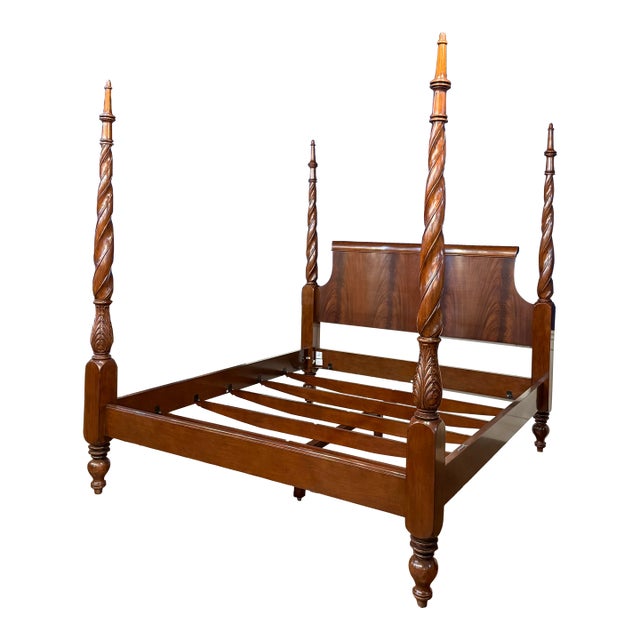 Traditional King Size Mahogany Plantation Poster Bed by Leighton Hall - Showroom Sample For Sale