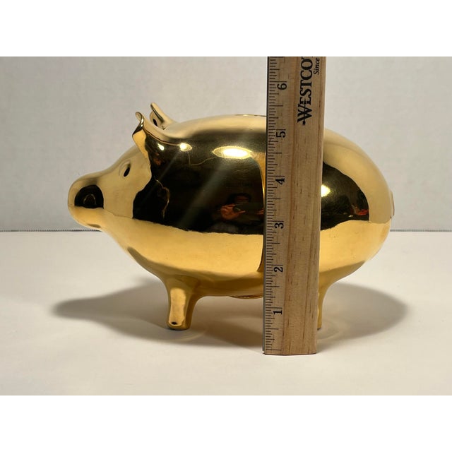 Rare Vintage Discontinued Jonathan Adler Gold Piggy Coin Bank Hand Made in Peru For Sale - Image 9 of 10