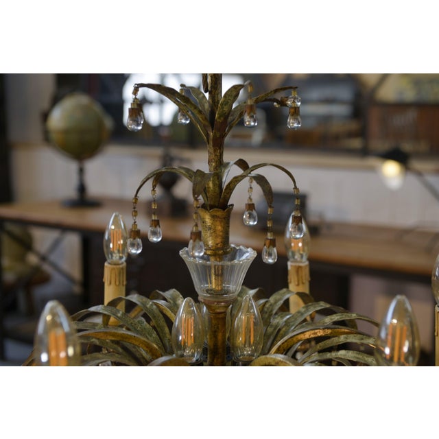 Sheet Metal and Tassel Pendant attributed to Maison Jansen, 1970s For Sale - Image 6 of 11