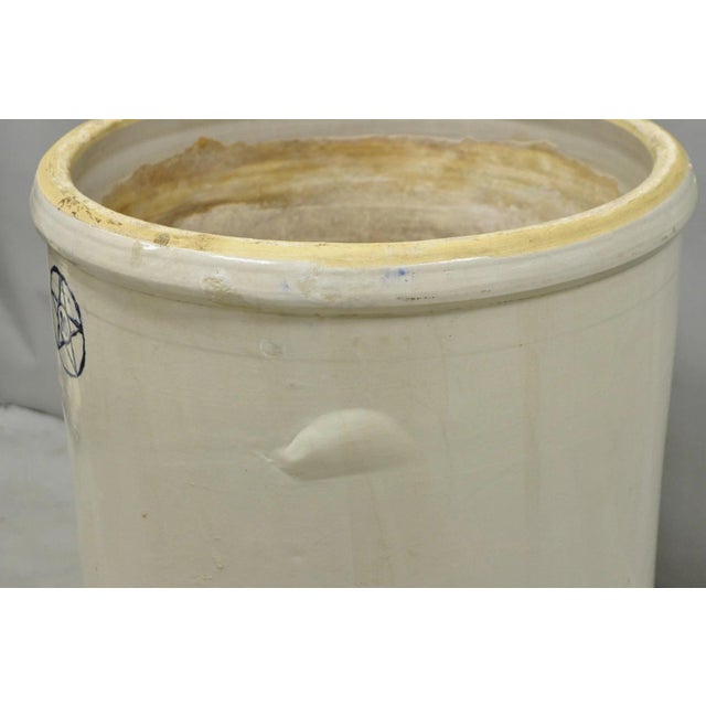 Ceramic Antique 30 Gallon Cobalt Blue Star Stoneware Glazed Farmhouse Crock Pot For Sale - Image 7 of 18