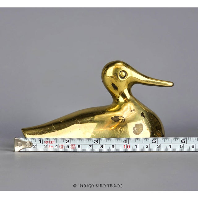 Mid 20th Century Vintage Solid Brass Duck Figurine Paperweight For Sale - Image 5 of 7