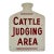 Large Vintage Primitive Wooden "Cattle Judging Area" Sign in Figural Milk Bottle Design For Sale