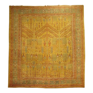 Garden of Paradise Willow Tree Antique Oushak 20th Century Oversize Rug - 13'2" x 17'3" For Sale
