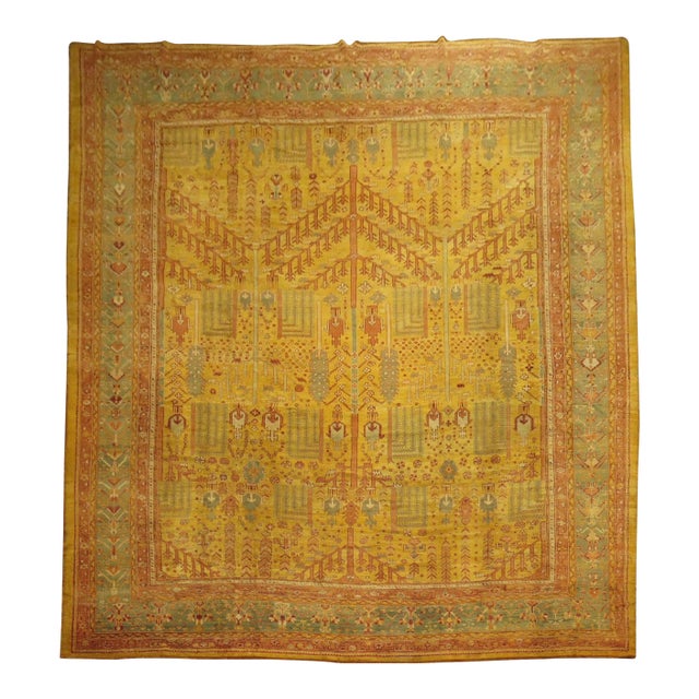 Garden of Paradise Willow Tree Antique Oushak 20th Century Oversize Rug - 13'2" x 17'3" For Sale