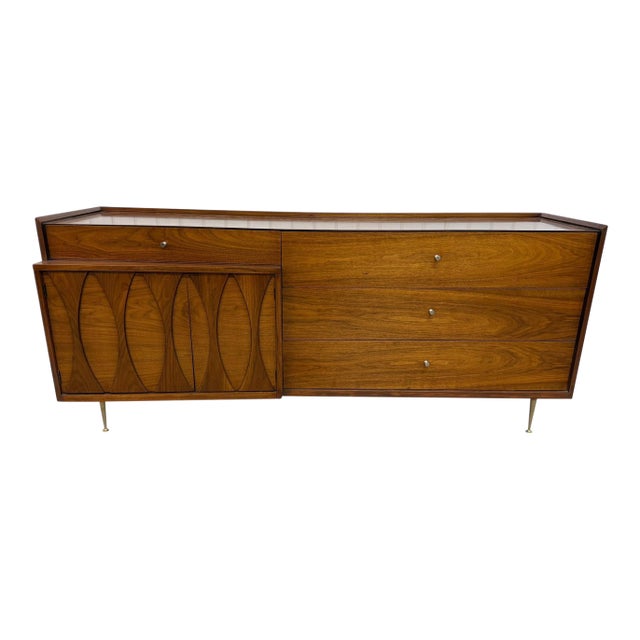 Mid-Century Modern Catseye Walnut Dresser For Sale