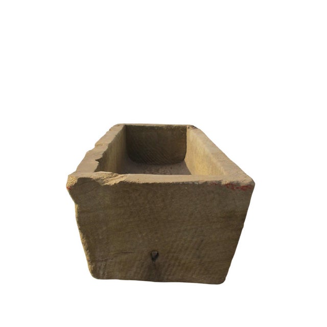 Tan 71" Inch Long Hand Chiseled Stone Trough 64 For Sale - Image 8 of 12