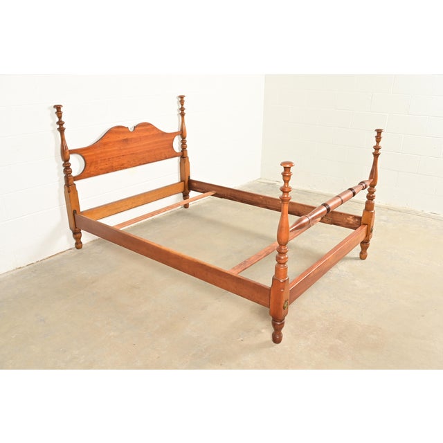 L. & J.G. Stickley, Inc. Stickley American Colonial Carved Solid Cherry Wood Full Size Poster Bed, 1950s For Sale - Image 4 of 11
