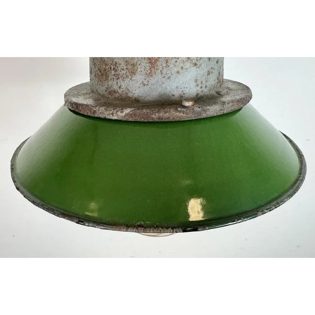 1960s Industrial Green Enamel and Cast Iron Pendant Light, 1960s For Sale - Image 5 of 16