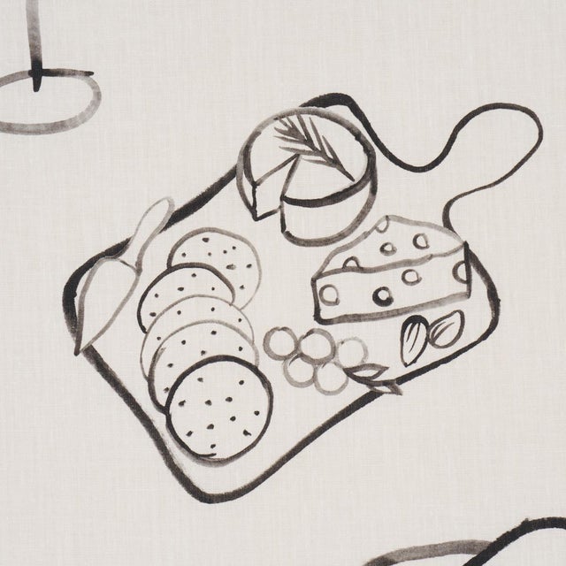 Schumacher SAMPLE - Schumacher Pique-Nique Fabric In Black On Ivory For Sale - Image 4 of 5