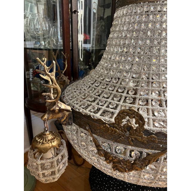 Metal 1970s Oversized Jumbo Deer 6 Head Chandelier For Sale - Image 7 of 10