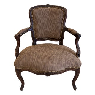 Late 19th Century Louis XV Provincial Walnut Fauteuil Bergere Chair For Sale